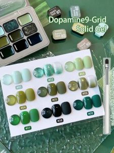 9-colors Green Series patter glue smudges canned high saturation popular semi-solid nail polish glue-Ge Lin Lv