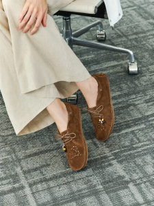 Joy & Peace | Autumn Soft Leather Bohemian Style Beaded Oxford Shoes