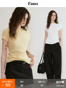 Fano Minimalist Style New 2025 Macaron Color Series Lenzing Short Sleeve Womens T-shirt Summer Regular Fit round Neck Top