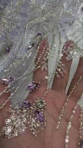 2026 Nigerian Diamond Beaded Embroidery Lace Fabric African Sequins Stone Tulle for Banquet Wedding Dress Sewing New Design