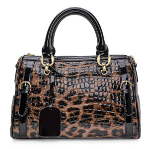 Aidrani Genuine leather womens bag leopard print handbag large capacity pillow bag cowhide one shoulder crossbody bag