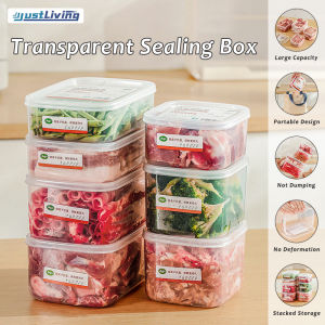JustLiving 1Pc Sealed Fresh-keeping Box for Fridge Portable Food Storage Container for Meat - Microwaveable/ Freezable Reusable Food Storage Containers with Lids Stackable Kitchen Meal Prep Container