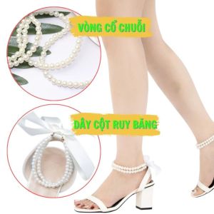 Dây phụ kiện chuỗi ngọc buộc nơ ruy băng thay thế quai giày vòng qua cổ chân siêu đẹp thời trang chắc chắn