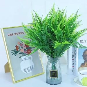 5Pcs 7-pronged Fake Green Plant 7 Branches Artificial Grass Simulation Leaf Simulation Potted Plant Home Plastic Green Plant Leaves Vase Decoration