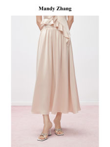 Elegant Satin Pink Summer Skirt
