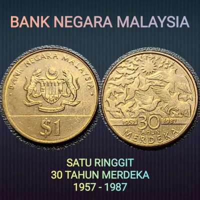 JL Antiques Malaysia Banknote Commemorative Coin RM1 Sempena 30 Tahun Merdeka