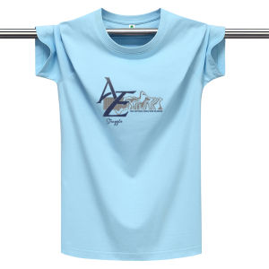 Pure Cotton Short Sleeve T-Shirt Mens Summer New Style Casual Loose Fit Half Sleeve round Neck Printed Youth Fashion T-Shirt