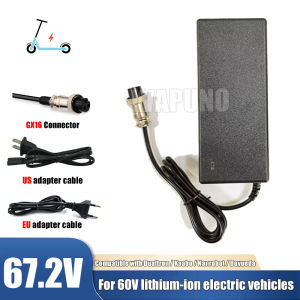 67.2V 2A Lithium Battery Charger GX16 Aviation Plug for 60V Electric Vehicles Compatible with Dualtron Kaabo Nanrobot Boyueda