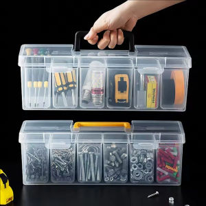 Hardware Tool Parts Screw Storage Box 6 Grids Sorting Box Organizer Screws Wrenches Hardware Carrying Case