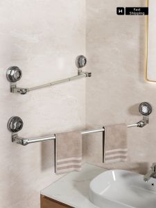 evesigar | Suction Towel Rack Strong Wall Mountable Bathroom Storage System Extendable Towel Bar