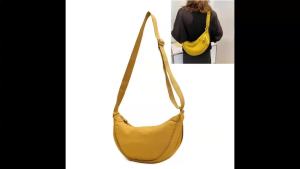 1pcs Yellow Casual Nylon Hobos Crossbody Shoulder Bag Lady Half Moon Chest Bags Tote Travel Shopper Bag Female Purses