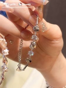 Tide color | Vòng Tay Bạc Sterling Hình Clover Bốn Lá HelloKitty
