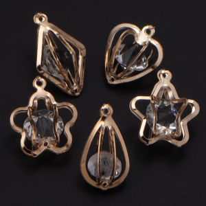 10Pcs/lot Alloy Gold Color Rhinestone Hearts Flowers Charms For Earrings Necklaces DIY Love Charms Jewelry Making Accessories