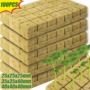 100PCS 40x40x40mm Rockwool Growth Cube Multipurpose Cuttable Water Cultivation Seedling Block Strong Water Absorption Soilless Cultivation Asbestos Hydroponic Growth Medium Cube