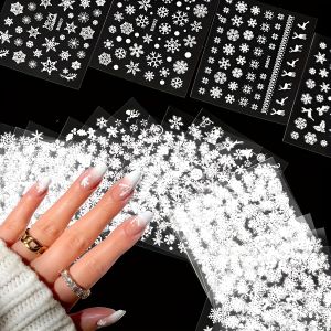 30pcs Snowflake Nail Art Stickers - Self-AdhesiveOdorless Plastic Decals for DIY ManicureFeaturing Winter&Christmas Designs