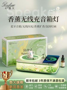 Retro Bluetooth Speaker with Wireless Charging Smart Atmosphere Night Light Christmas New Year Birthday Gift Home Audio Speaker