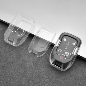 Transparent TPU Car Key Cover Case Remote for GMC Yukon XL Sierra Terrain Acadia for Chevrolet Tahoe Shell Fob Holder Keychain