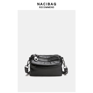 NACI 2025 New Soft Leather Pillow Bag Retro Style Casual Crossbody Bag for Middle-Aged Women Multi-Layer Shoulder Bag