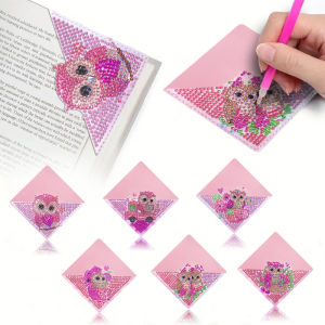 Diamond painting 6 pieces inlaid with painted crystal DIY Owl pattern bag corner bookmarks convenient and practical