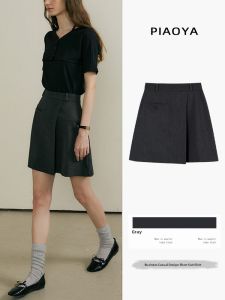PIAOYA | Chân Váy Ngắn A-Line Cao Waist Màu Xám Cho Phụ Nữ Bé Mới Mùa Xuân Thu