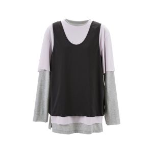 YOEYYOU Designer Brand Spring Summer Three-Piece Set Layered Simple T-Shirt Top Hand-Picked Store Long Sleeve round Neck