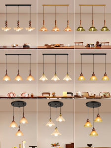 DGY | Retro Wooden Glass Chandelier 3-Head