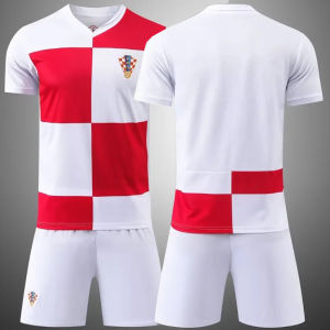 Croatia National Team Football Kit Set for Children And Adults Parent-Child Training And Match Jersey Polyester Fiber round Neck Short Sleeve