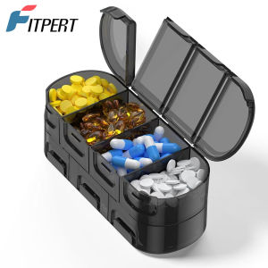 Weekly Pill Organizer 7 Days Daily Vitamin Case Large Capacity Compartments Pills Containers for Fish Oil Medicine Supplements