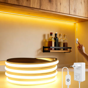 110V 220V to DC 24V Super Bright COB LED Strip with Touch Switch Neon Tape Ribbon 5M 10M Neon Lights For Kitchen Cabinet Decor