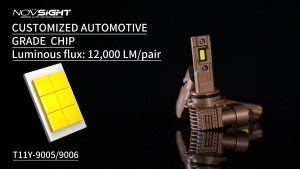 Novsight T11Y 9006 HB4 LED Headlight Bulb 3000K Yellow Light Super Bright LED Lights for Car Low Beam Fog Light 70W 12000LM Mini 1:1 Plug&Play 2PCS