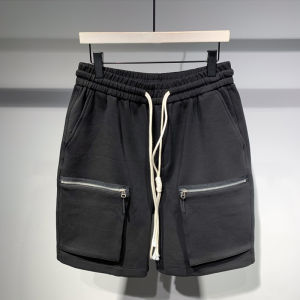 กางเกงขาสั้นผู้ชายถักสไตล์ญี่ปุ่นสีพื้น กางเกงขายาวทรงหลวมสบาย ๆ สำหรับฤดูร้อน กางเกงขายาวห้าส่วนแบบลำลอง ผ้าฝ้ายผสมโพลีเอสเตอร์