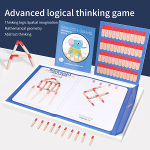 Magnetic Matchstick Puzzle Book Matching Game Kids Brain Teasers Logic Game Preschool Educational Wooden Toys for Children Parent-child Montessori Learning Toys Logical Thinking Training Educational Math Toys for Toddlers Moving the wrong match Fun game