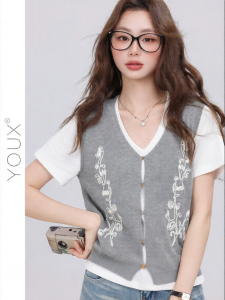 YOUXIANG | Combo Áo Thun Dây Đan Thêu Mới Cho Mùa Xuân
