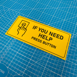 If You Need Help Press Button. Premium Sticker Sign Notice Signage. Emergency Assistance Aid Call. Help Request Switch.