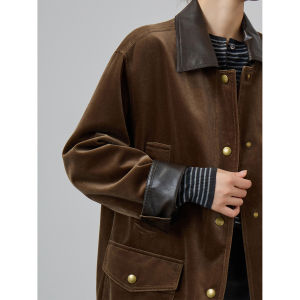 Unique Attractive Khaki Patchwork Workwear Style Jacket Female Spring 2026