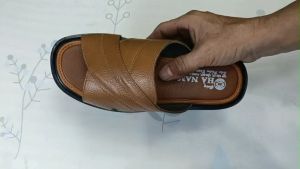 Dép Nam Quai Ngang HA NAM Da Bò Thật Đế Cao Dành Cho Người Thấp DN2041