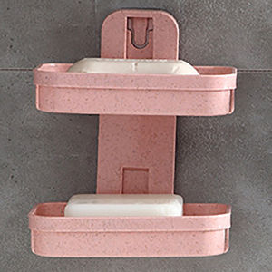 ที่วางสบู่ 2 ชั้น ติดผนัง กล่องสบู่ ชั้นวางของแบบติดผนัง ชั้นวางของพลาสติก Soap Box