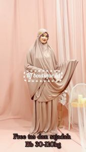 FREE SAJADAH & TAS MUKENAH TRAVELING KCB BAHAN JERSEY MUKENAH JUMBO 2 IN 1 BY NF