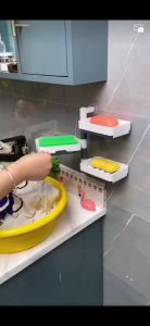 Drilling-Free Soap Holder Wall Mounted Three Layer Soap Organizer Soap Case Soap Dish Box Bathroom