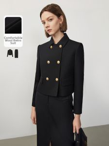 LANCY FROM 25 | Áo Khoác Công Sở Phong Cách Pháp Retro Cổ Điển Bằng Lông Cừu Đôi Khóa