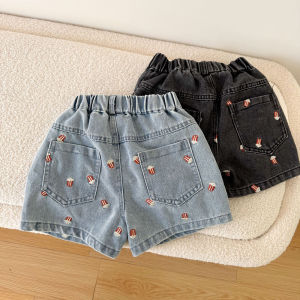 Summer Kids Denim Shorts 1-10T Cartoon Popcorn Girls Jeans Thin Boys Five Quarter Pants Children Casual Pants