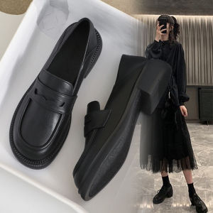Comfortable Genuine Leather Womens Loafers Spring Autumn British Style Flat Bottom Soft Sole Black Bean Fashionable Casual Shoes