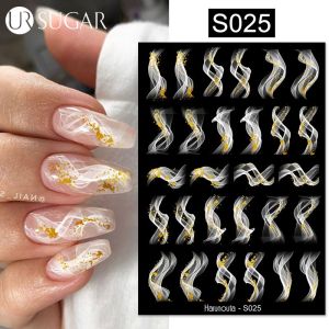 UR Miếng Dán Móng Tay Tráng Gương 3D Hình Hoa Lá Mạ Vàng Cho Móng Nghệ Thuật Thiết Kế Mùa Xuân Đề Can Trang Trí Móng Tay