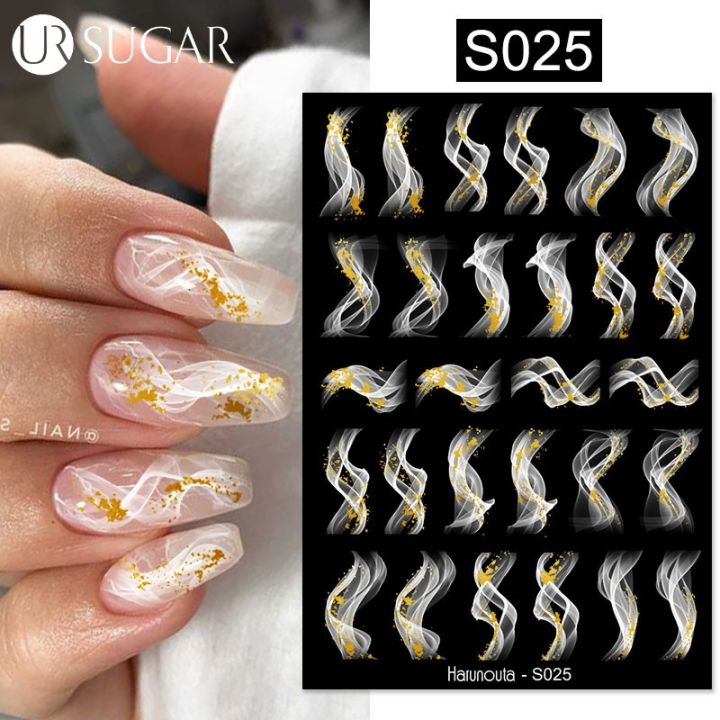 UR Miếng Dán Móng Tay Tráng Gương 3D Hình Hoa Lá Mạ Vàng Cho Móng Nghệ ...
