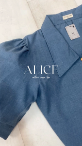 NAMARI- Alice Top - Baju Kemeja Lengan Pendek Balon Croptop Basic Polos Kancing Korean Kerja Wanita