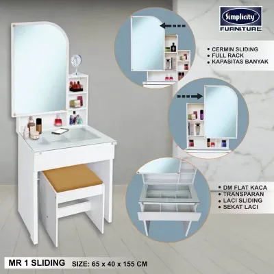 Meja Rias Cermin Sliding Minimalis + Kursi - MR 1 SLIDING