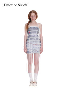 Asymmetric Newspaper Print Women Dress