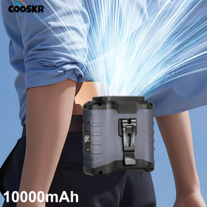 พัดลมพกพาเอว 10000mAh ชาร์จใหม่ได้พร้อม Power Bank สวมใส่แขวนคอพัดลมสําหรับกีฬากลางแจ้ง Camping พัดลมคลิปเอว