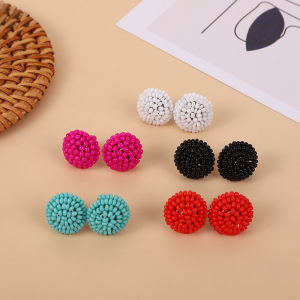 Multicolor Ethnic Resin Handmade Beaded Earrings For Women Accessories Bohemia Geometric Earrings Fashion Jewelry