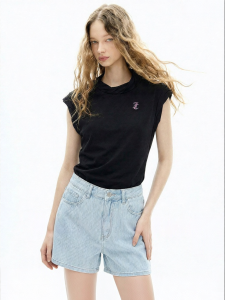 Juicy Couture | Cotton Black Embroidered Sleeveless T-shirt